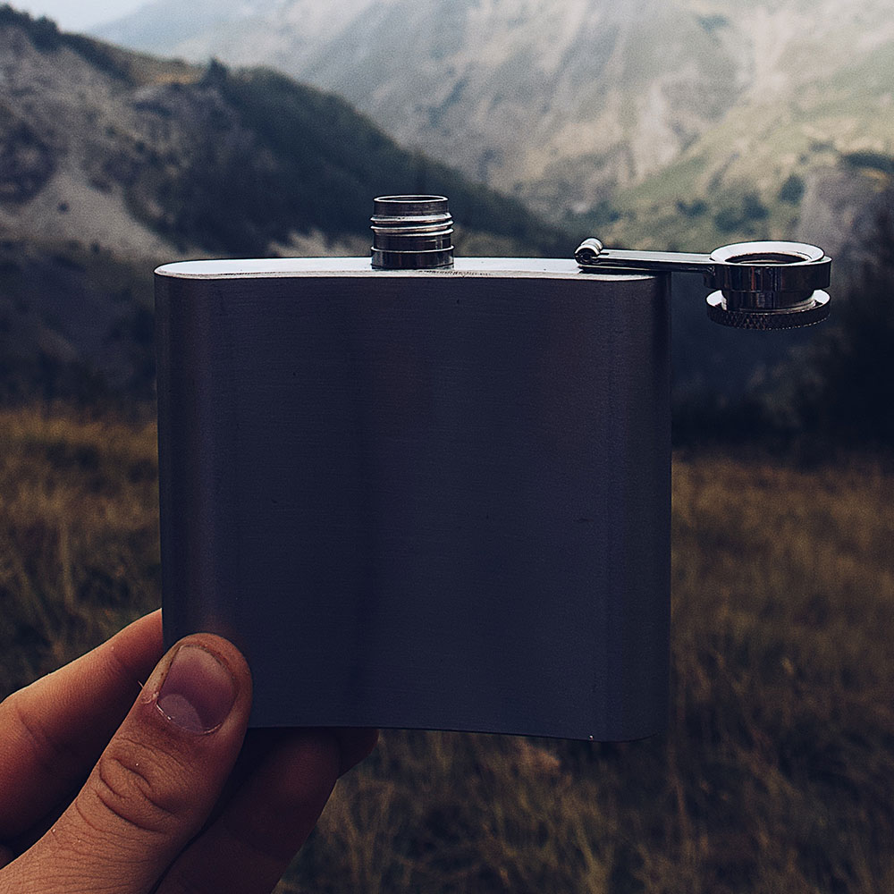 Leather-Wrapped Hip Flask